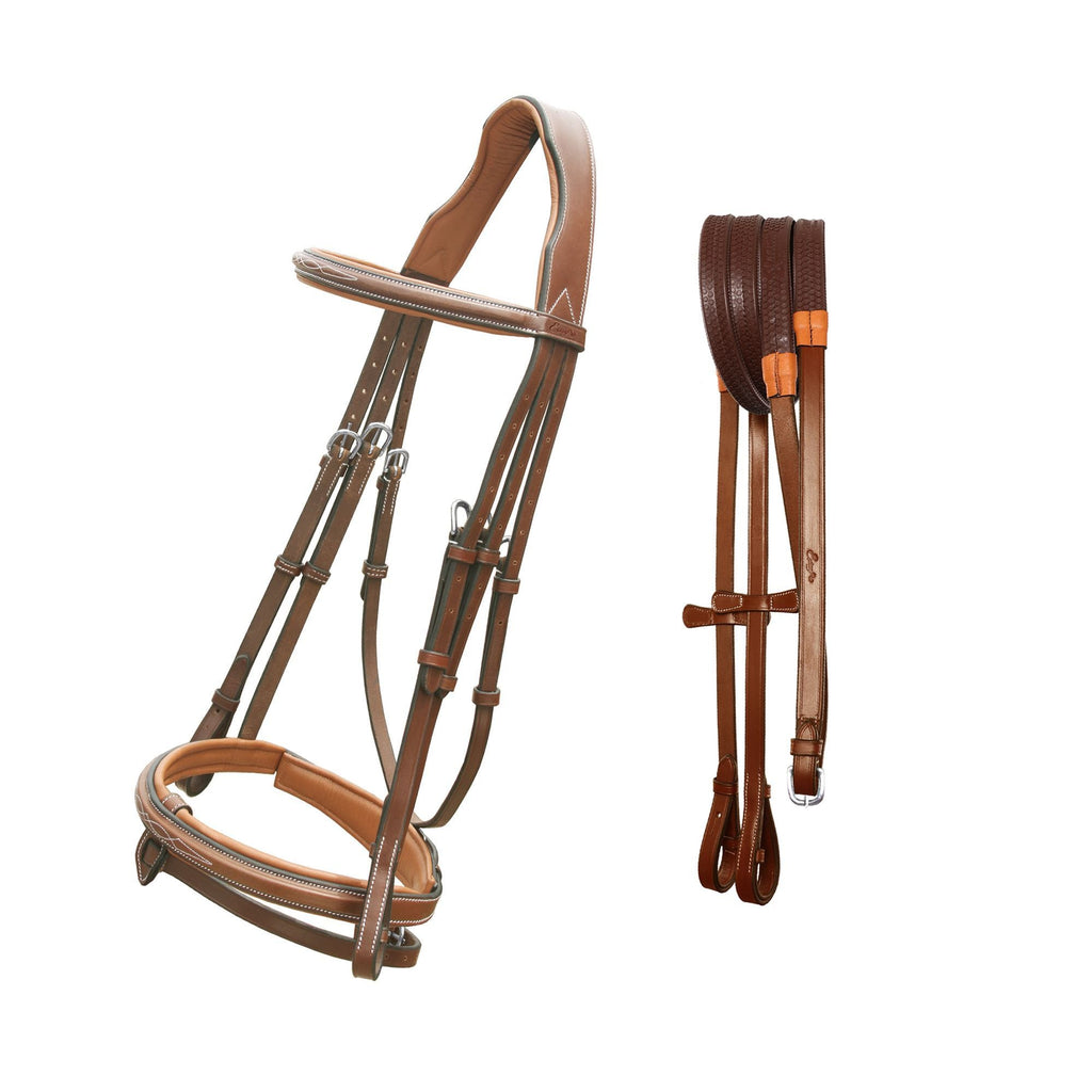 ExionPro 'Phoenix' Convertible Jumping Bridle with Removable Flash & Reins