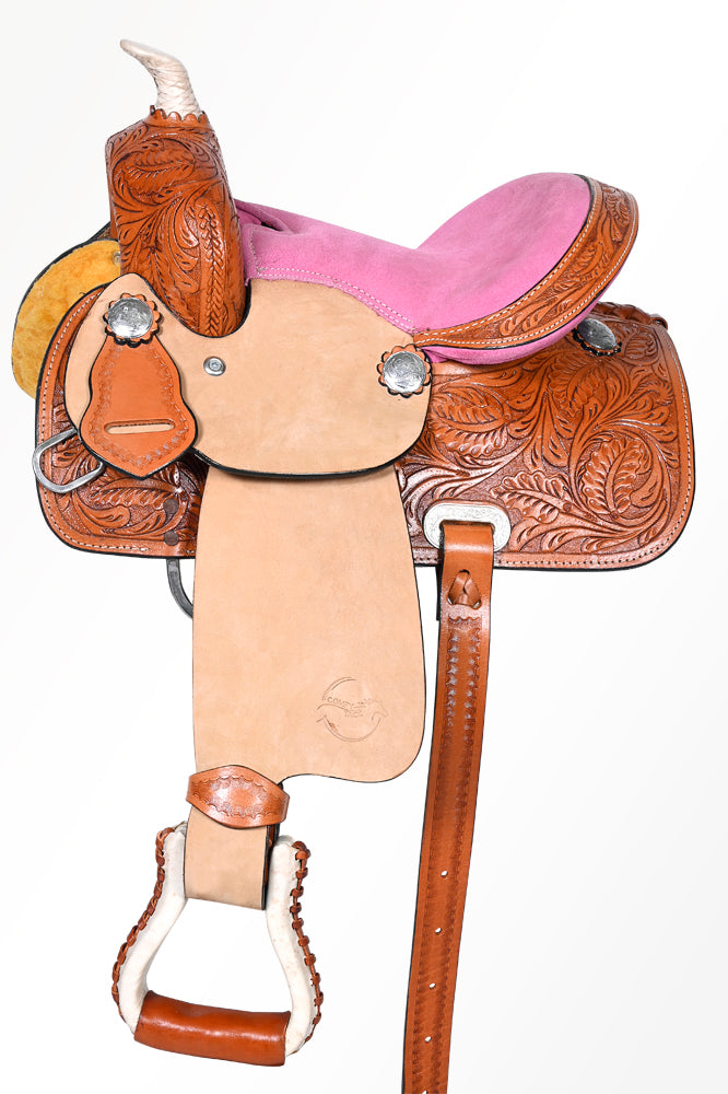 12 In Western Kids Youth Children Miniature Pony Saddle Leather Trail Tack
