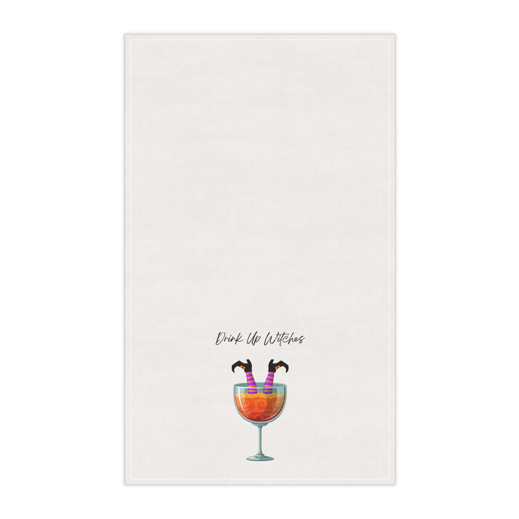 "Drink Up Witches" Fun Cocktail Tea Towels, Kitchen Decor, Halloween Gifts, Cotton Towels for Cooking, Housewarming Essentials