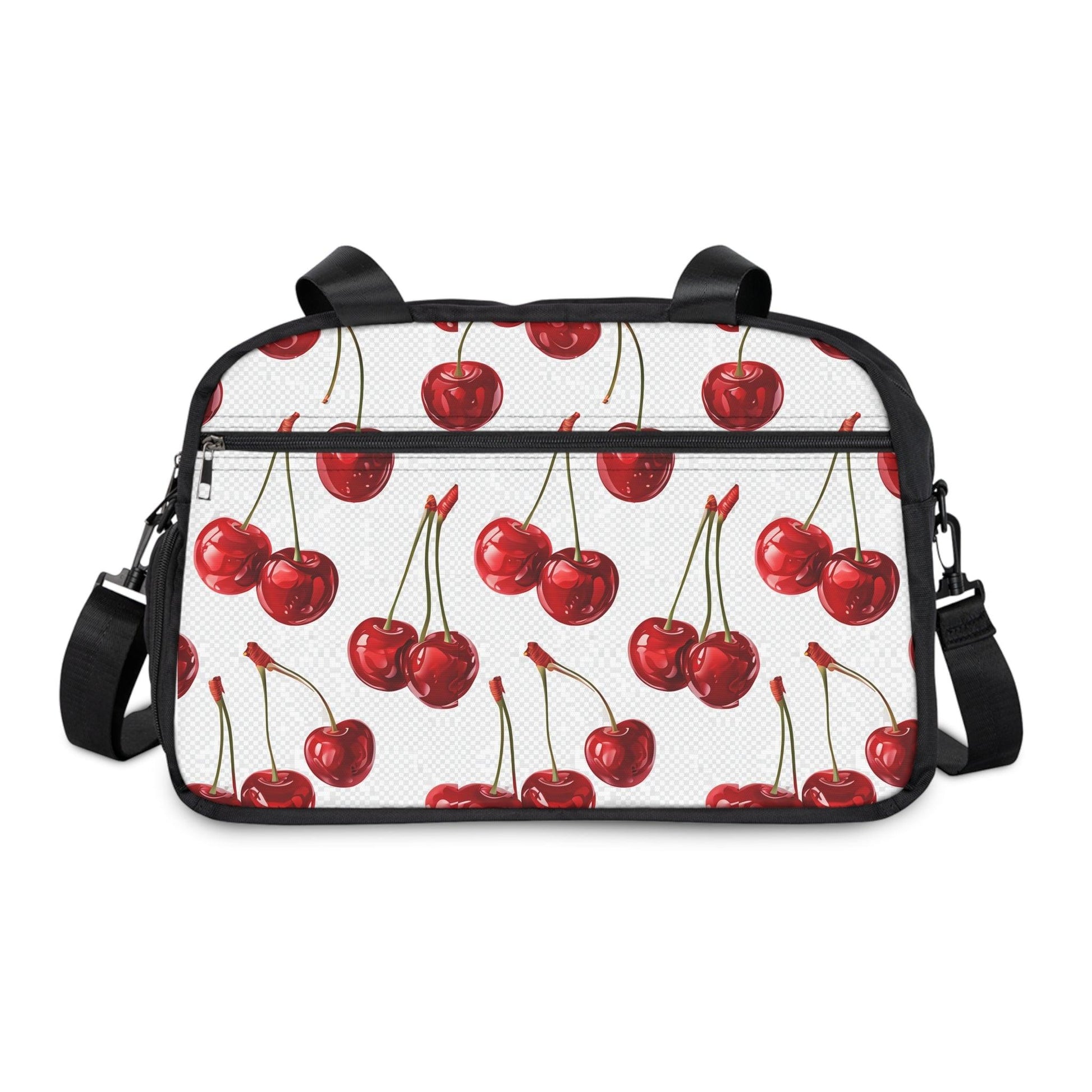 Sweet & Stylish  Womens White Cherry Print Fitness Handbag