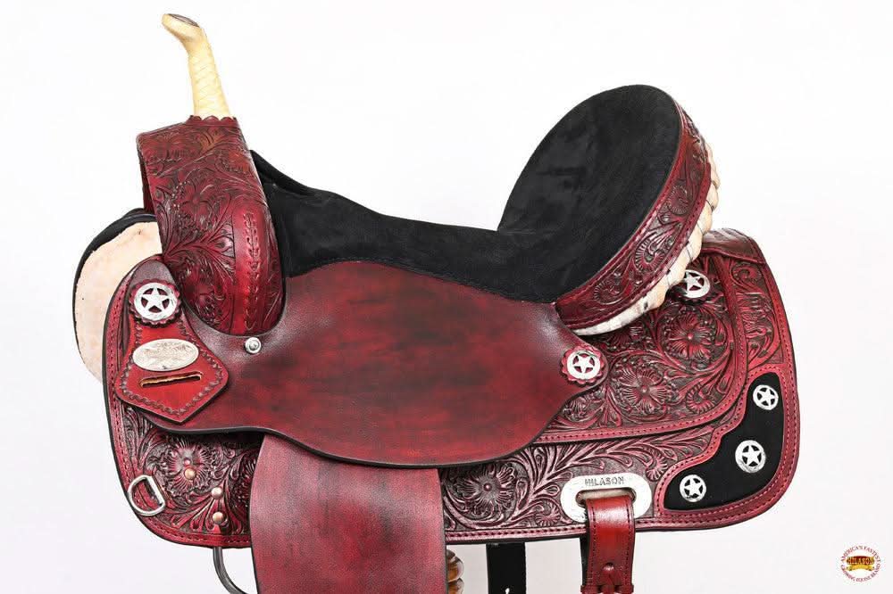 Hilason Western Horse Treeless Trail Barrel American Leather Saddle