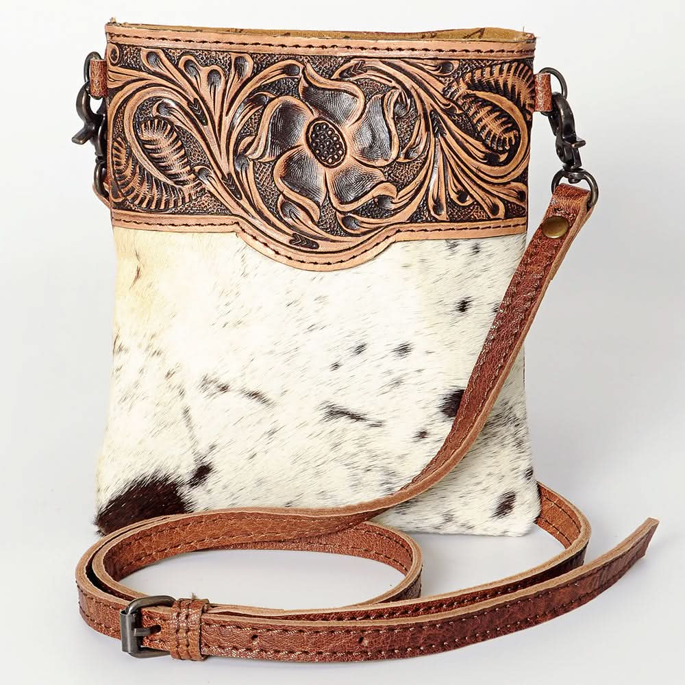 American Darling ADBGS131A Crossbody Hand Tooled Hair-On Genuine Leather Women Bag Western Handbag Purse