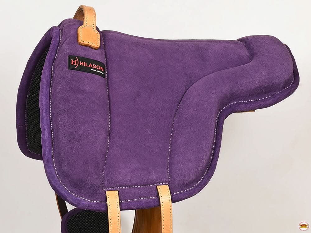 Hilason Horse Bareback Saddle Pad Anti Slip Base Suede Leather Brown