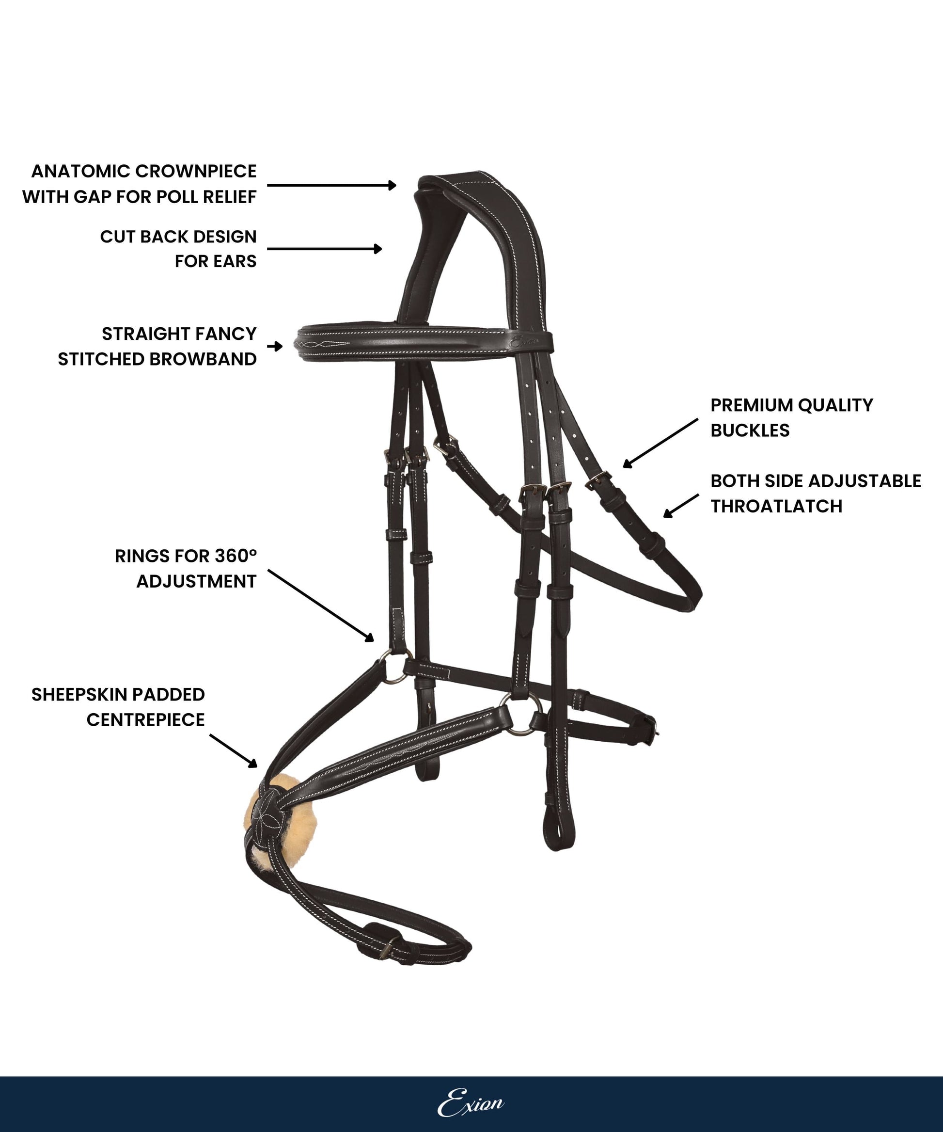 ExionPro 'Vela' Figure 8 Jumping Bridle with Reins