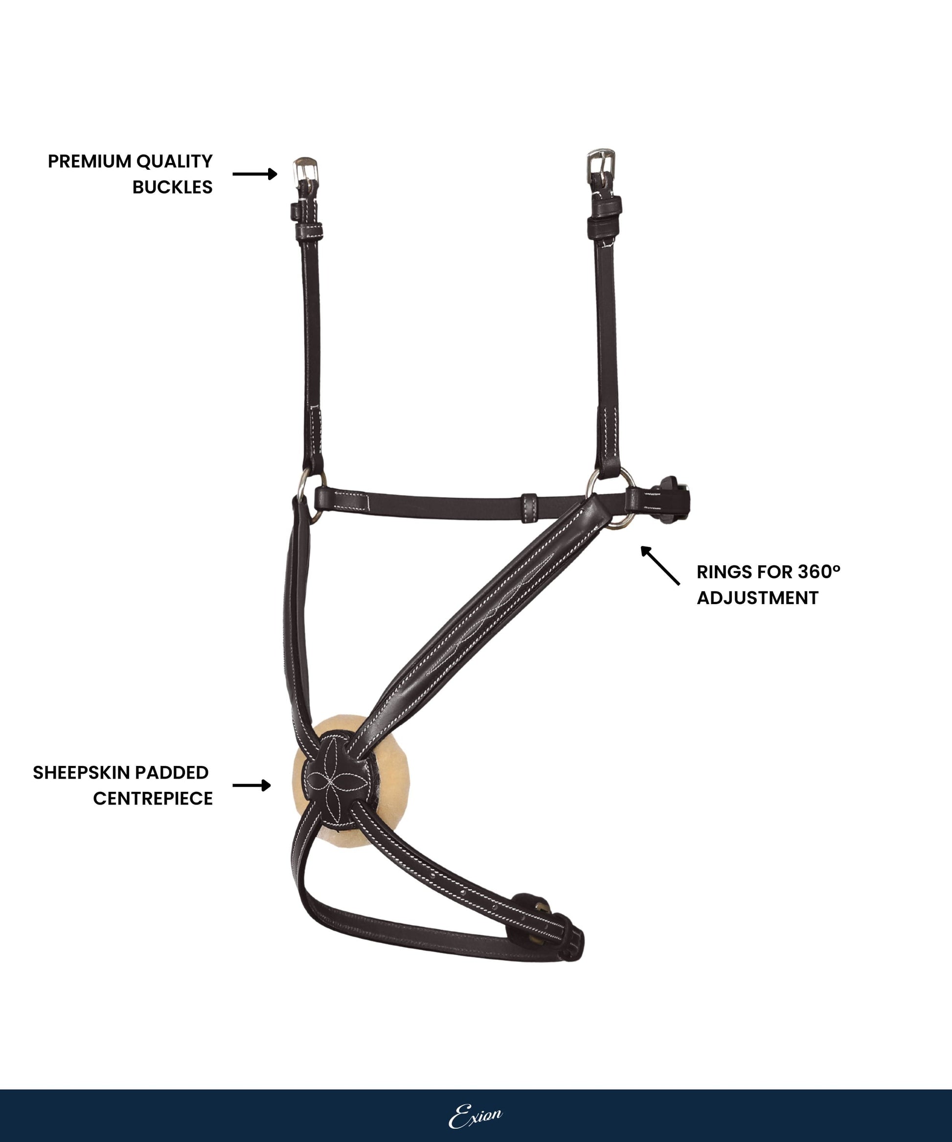 Replacement Noseband of ExionPro Broad Crownpiece Designer Fully Adjustable Figure 8 Bridle