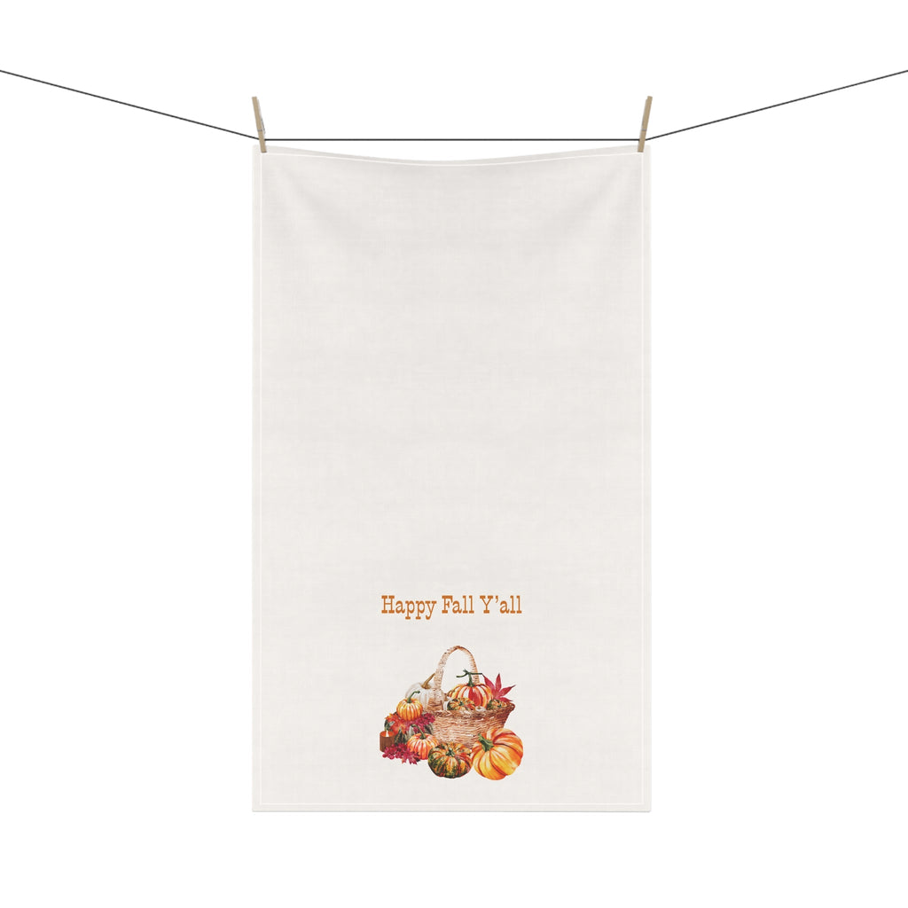 "Happy Fall Y'all!" Autumn Kitchen Tea Towels, Cozy Fall Home Decor, Thanksgiving Gift, Welcome to Fall Y'all, Farmhouse Style Kitchen Linen