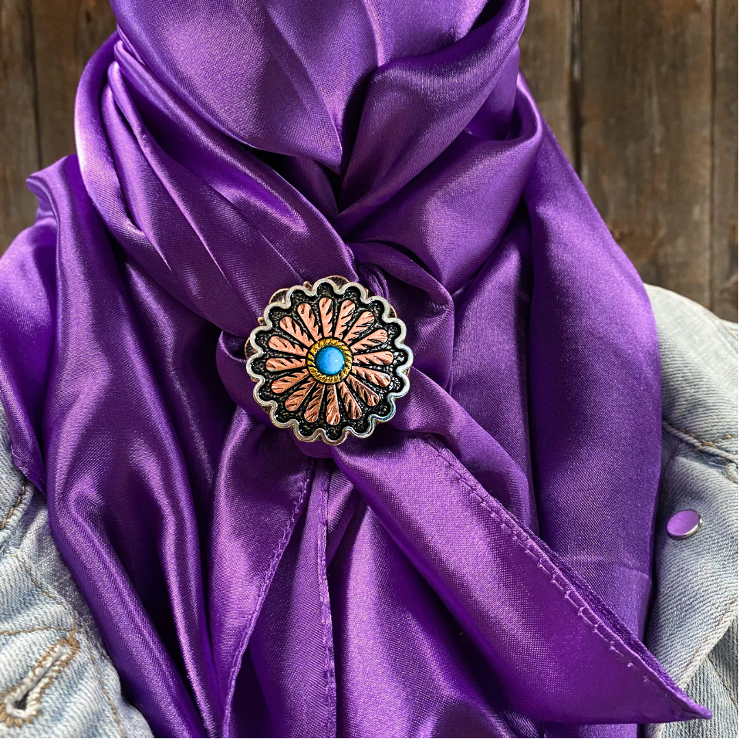 35X35" Solid Purple Wild Rag / Scarf WRS1 - Western Concho Wild Rag Slides - Assorted