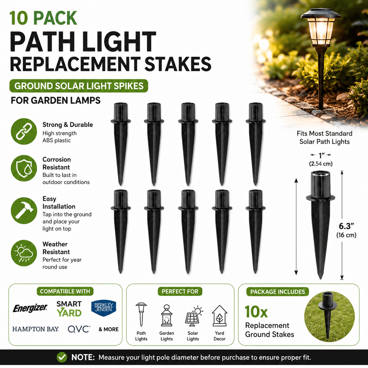 10x Path Light Replacement Stakes Ground Solar Light Spikes for Garden Lamps