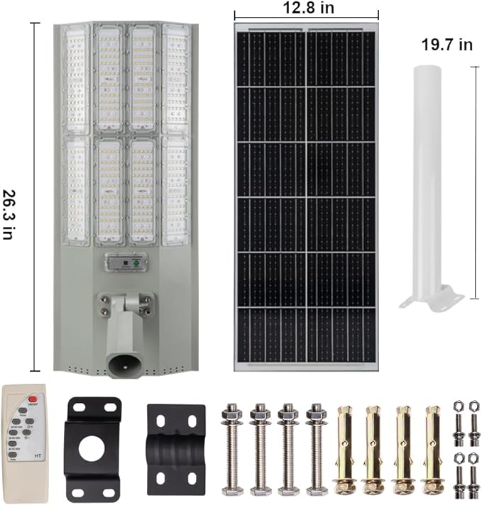 11,000W Aluminum Frame Solar Street Lights Outdoor Motion Sensor, Dusk to Dawn 200000LM with Remote Control