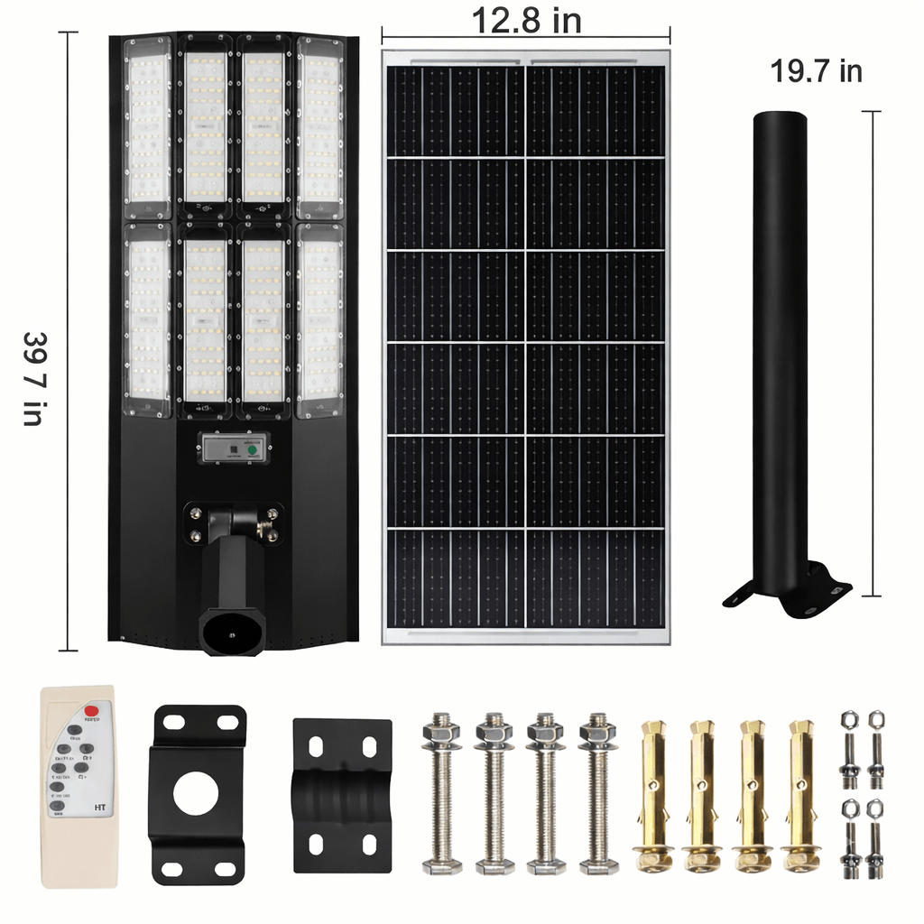 11,000W Aluminum Frame Solar Street Lights Outdoor Motion Sensor, Dusk to Dawn 200000LM with Remote Control