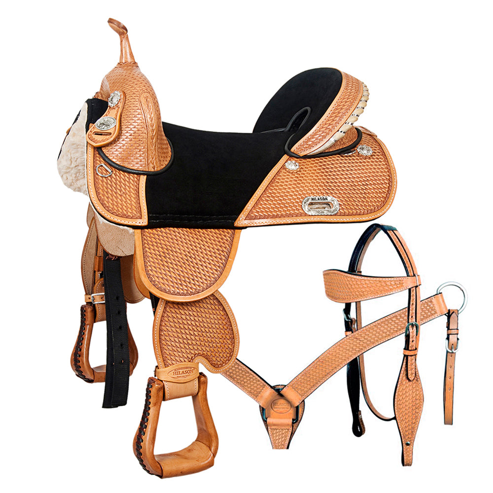 Western Horse Saddle Hilason Treeless American Leather Trail Barrel Tack