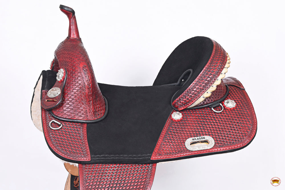 Western Horse Saddle Hilason Treeless American Leather Trail Barrel Tack