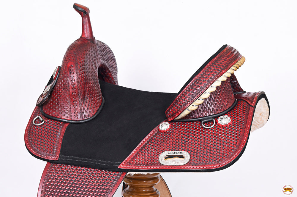 Western Horse Saddle Hilason Treeless American Leather Trail Barrel Tack