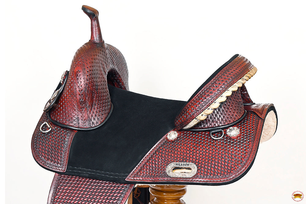 Hilason Treeless Trail Barrel American Leather Saddle Tack Set