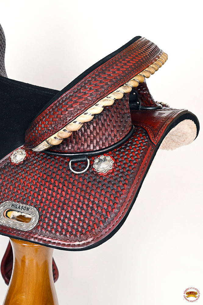 Hilason Treeless Trail Barrel American Leather Saddle Tack Set