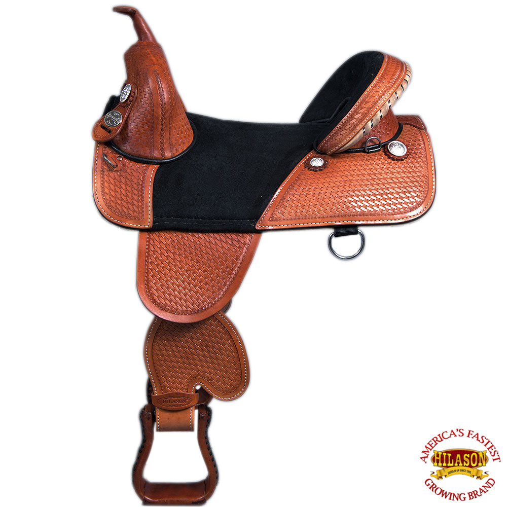 Hilason Western Horse  Treeless Trail Barrel American Leather Saddle Tack
