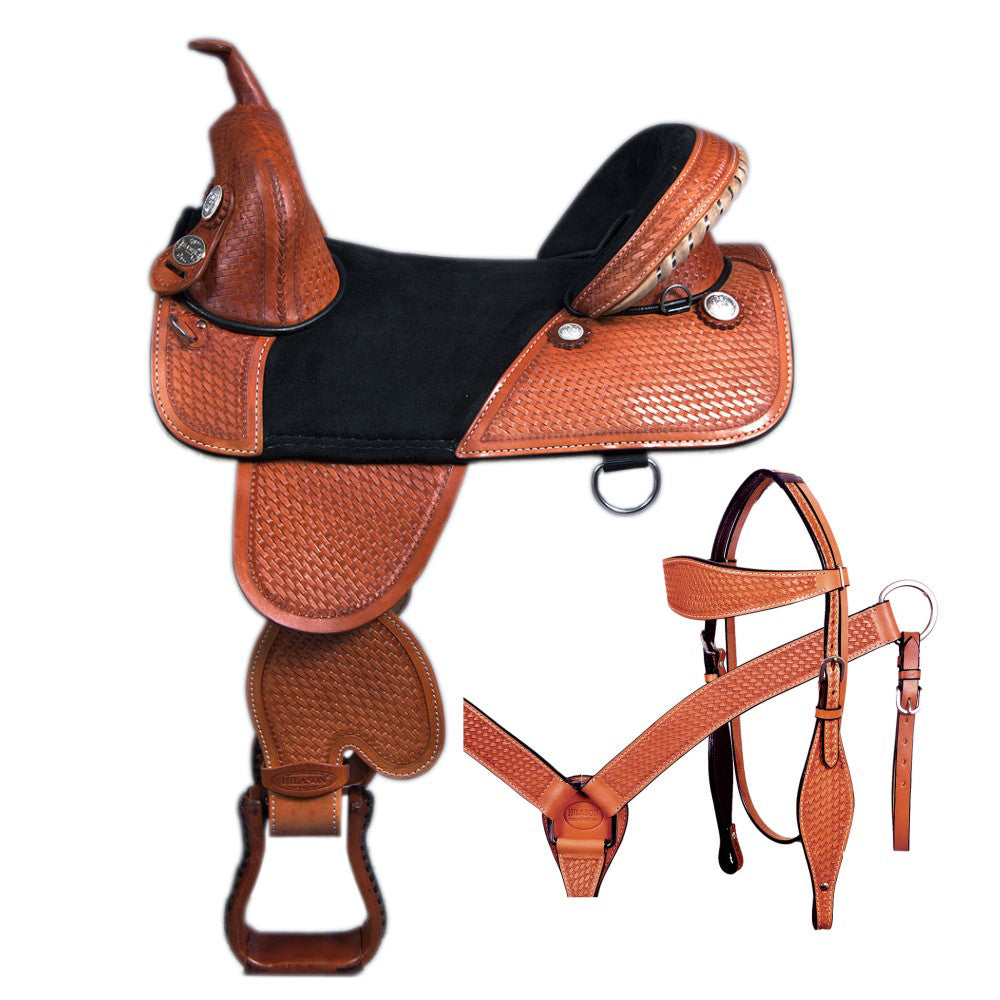 Hilason Western Horse  Treeless Trail Barrel American Leather Saddle Tack