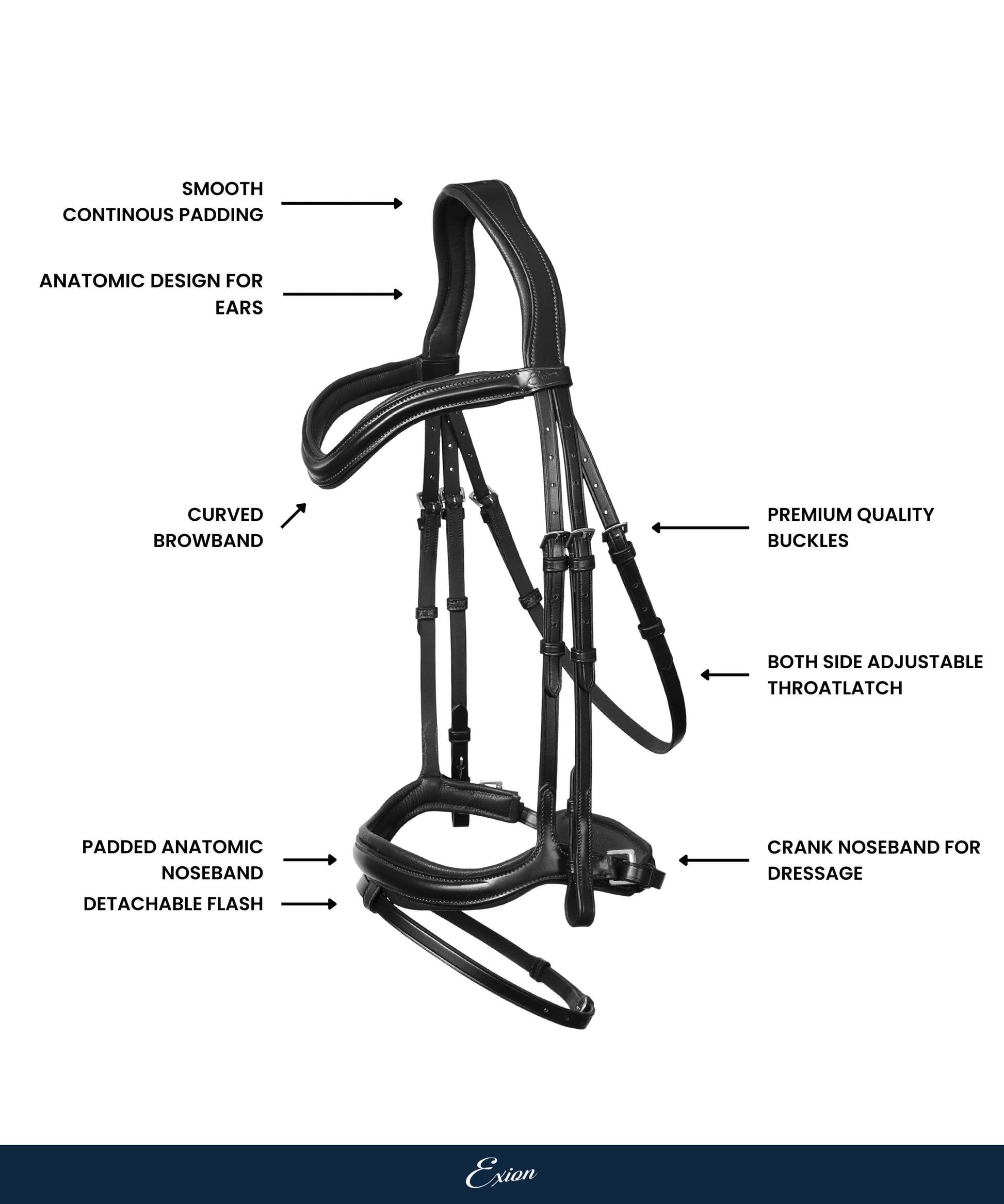ExionPro 'Ursa' Anatomic Dressage Bridle With Reins