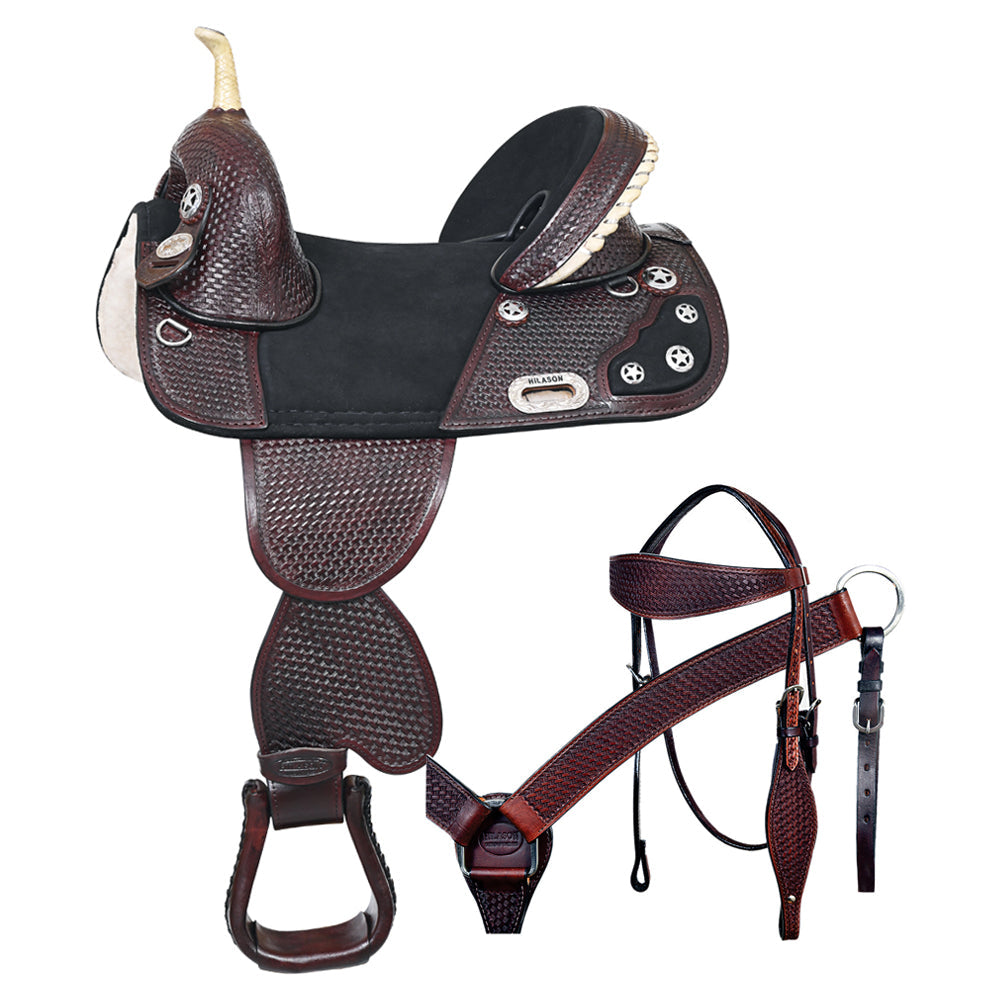 Hilason Western Horse Saddle Treeless American Leather Trail Barrel Tack