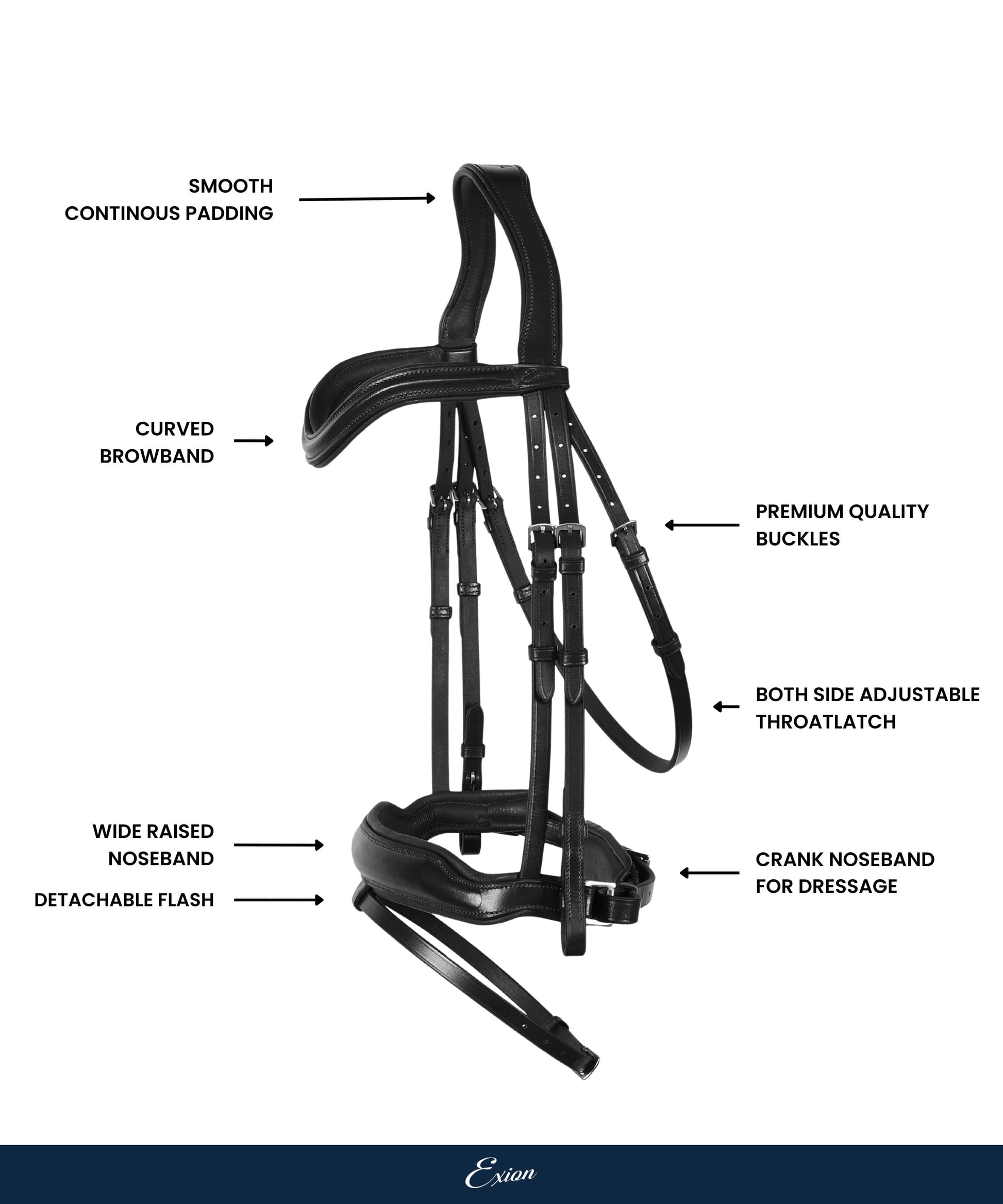 ExionPro 'Leo' Classic Dressage Bridle with Reins