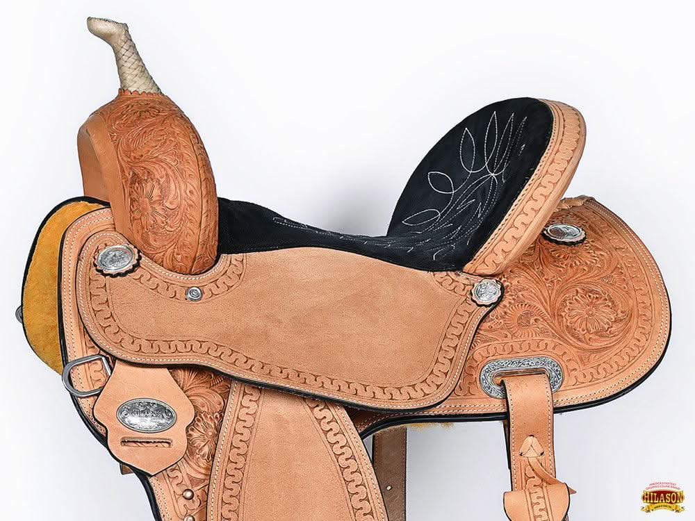 Hilason Western Horse Barrel Racing Trail Pleasure Tan American Leather Saddle