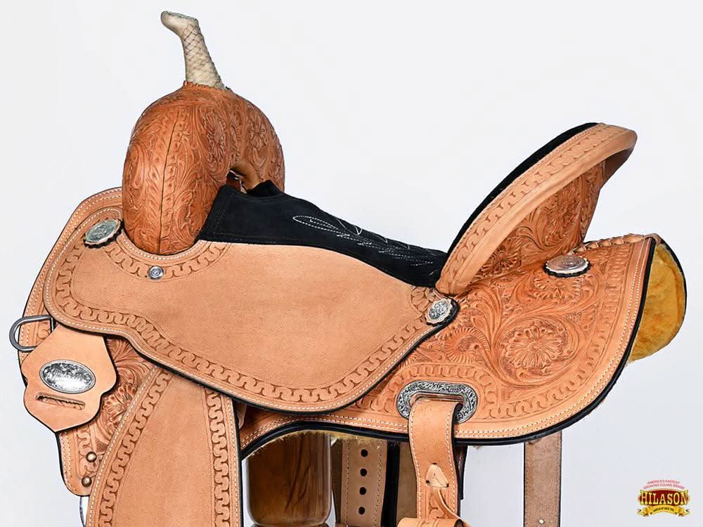 Hilason Western Horse Barrel Racing Trail Pleasure Tan American Leather Saddle