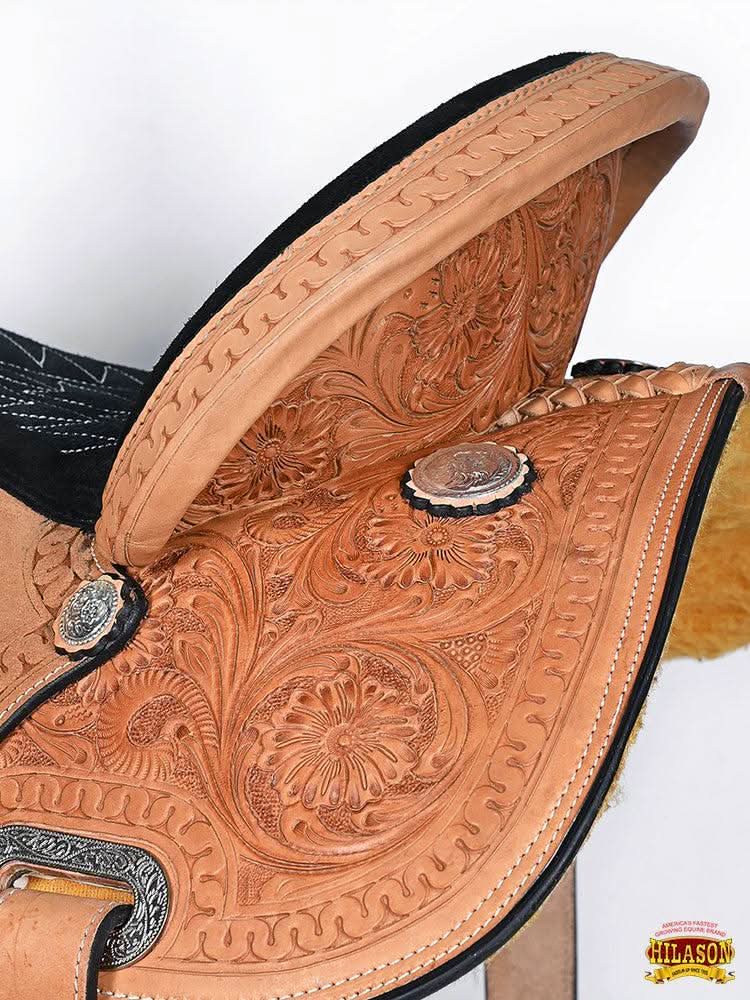 Hilason Western Horse Barrel Racing Trail Pleasure Tan American Leather Saddle
