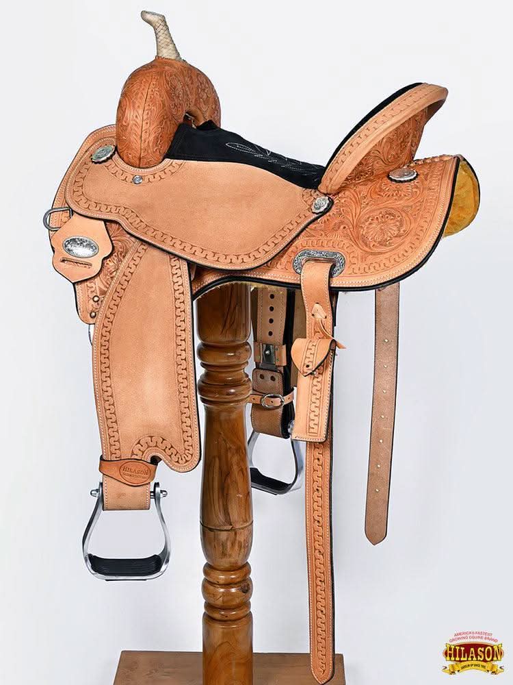 Hilason Western Horse Barrel Racing Trail Pleasure Tan American Leather Saddle