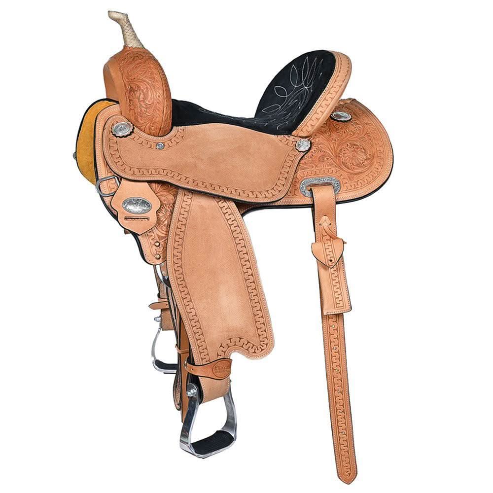 Hilason Western Horse Barrel Racing Trail Pleasure Tan American Leather Saddle