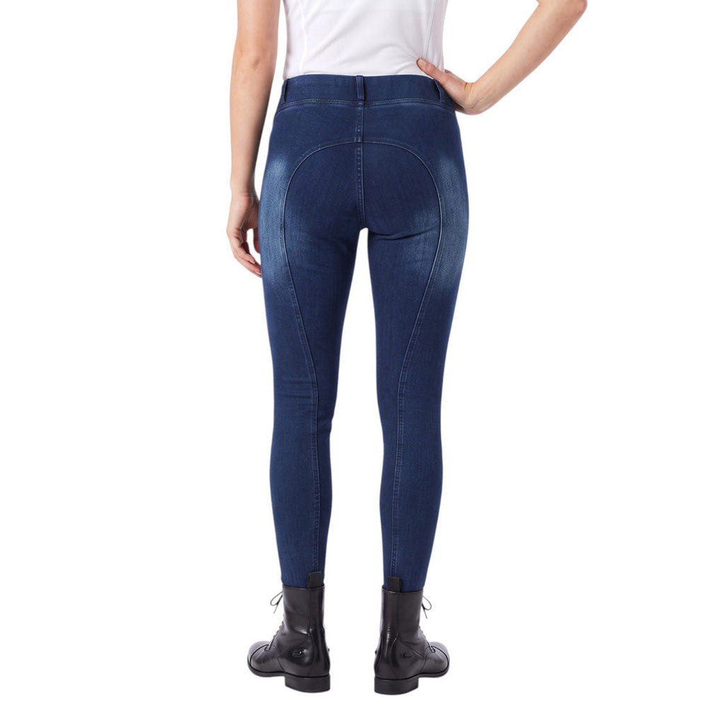 Equine Couture Ladies Denim Silicon Knee Patch Tights with Phone Pocket