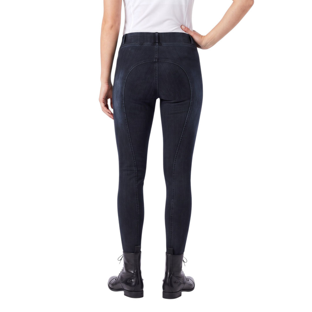Equine Couture Ladies Denim Silicon Knee Patch Tights with Phone Pocket