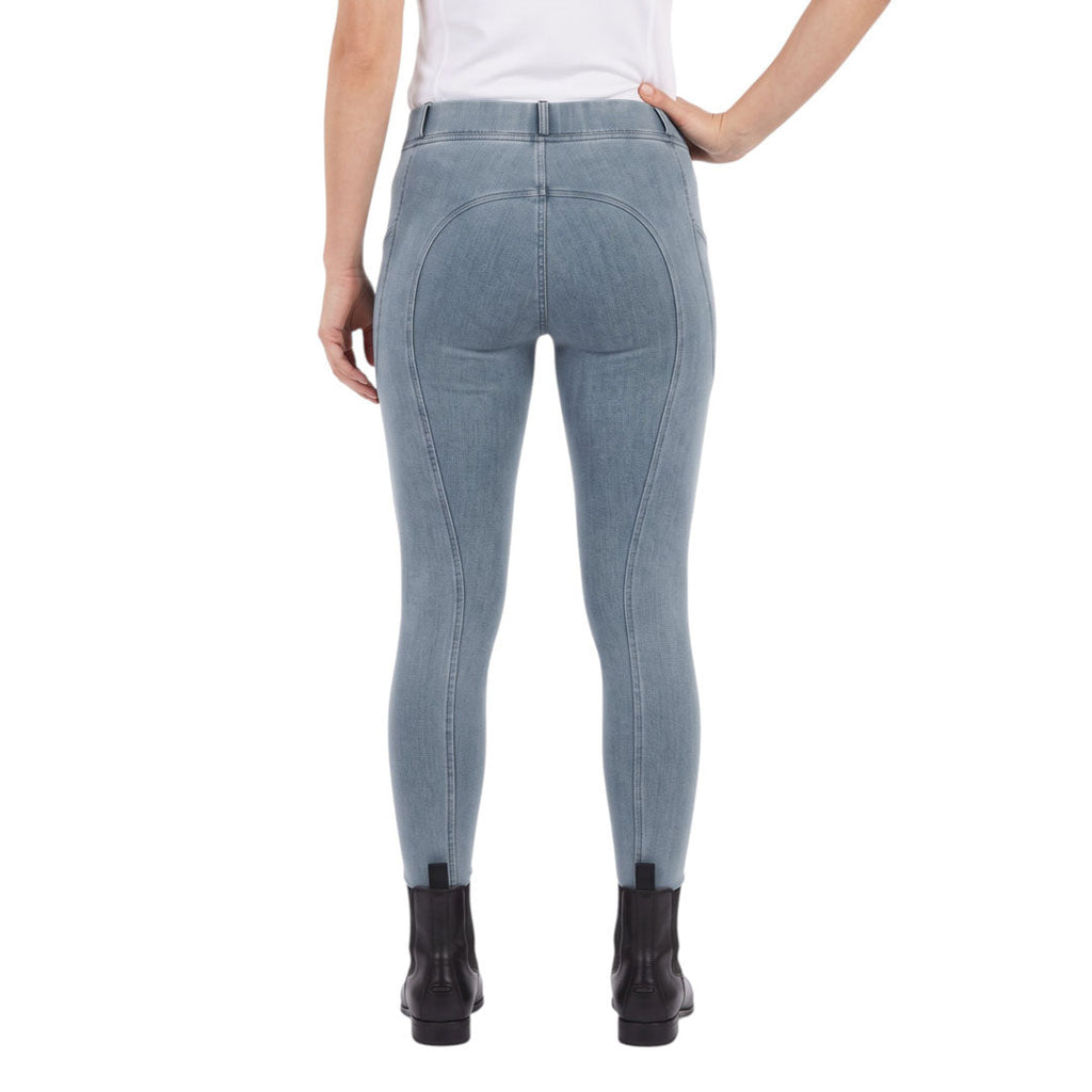 Equine Couture Ladies Denim Silicon Knee Patch Tights with Phone Pocket