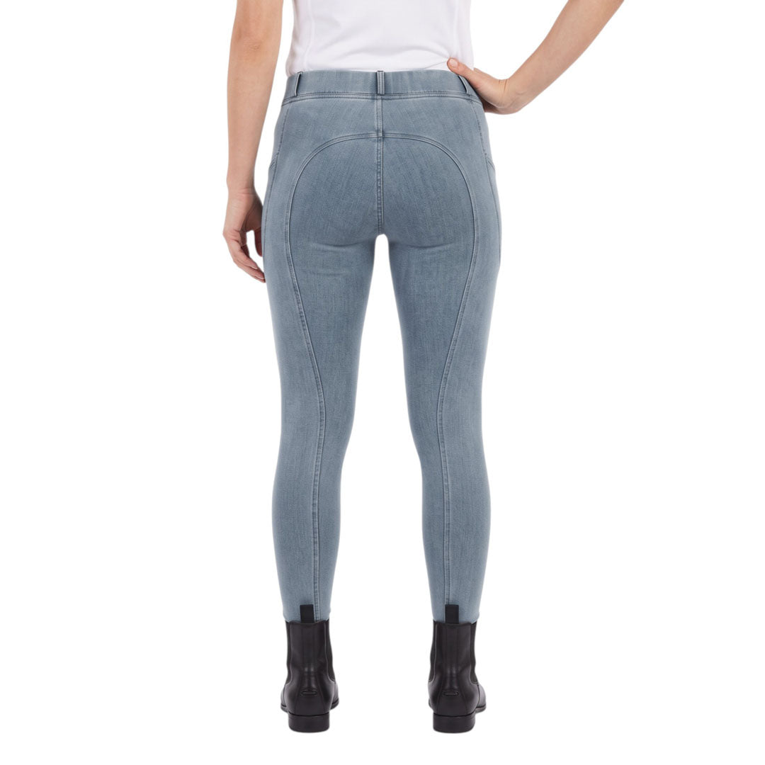 Equine Couture Ladies Denim Silicon Knee Patch Tights with Phone Pocket