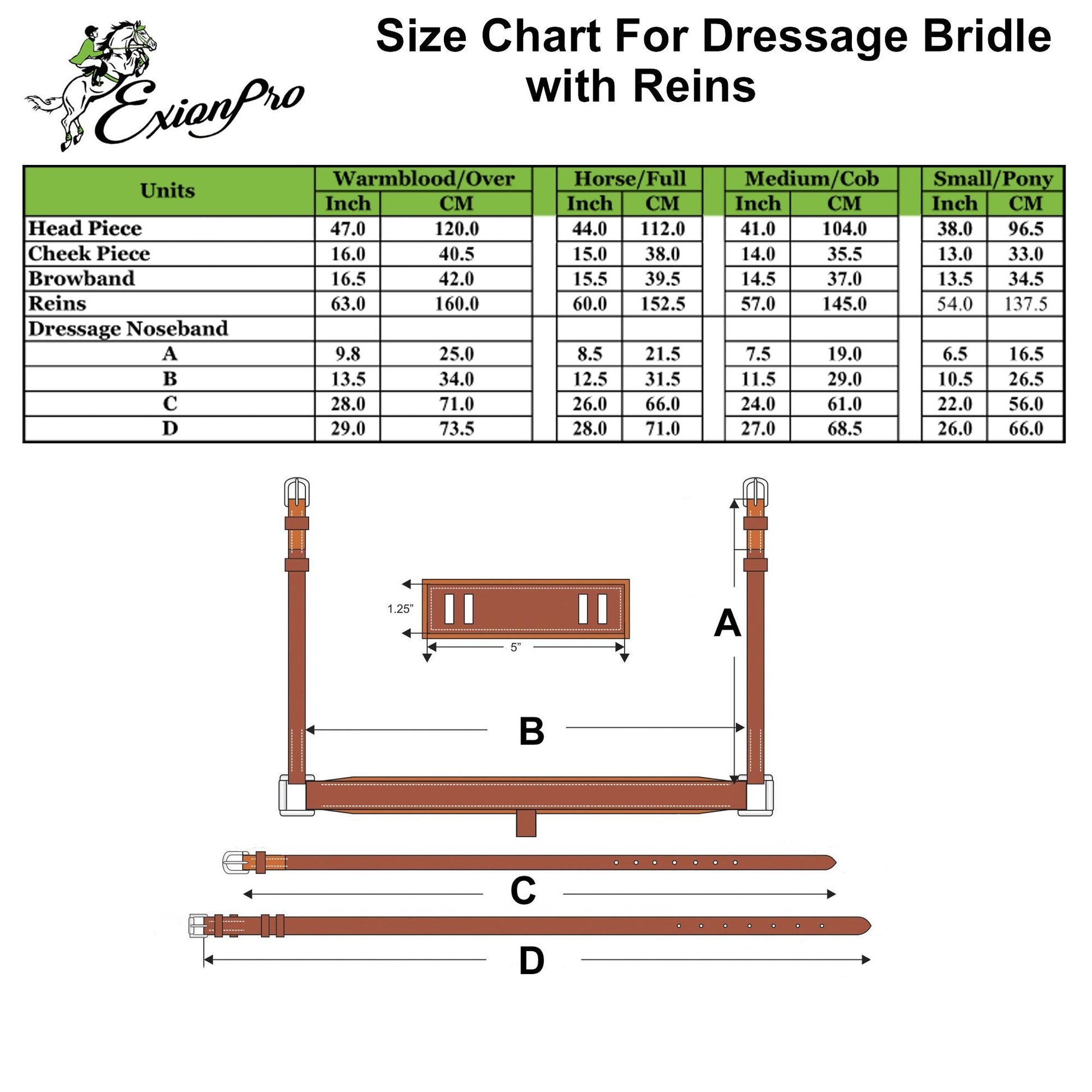 ExionPro Pressure Relief Crown Dressage Bridle with Web Reins