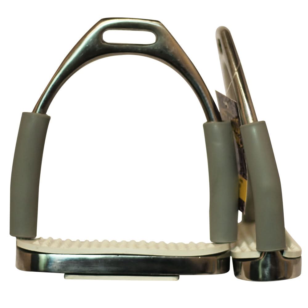Hilason Stainless Steel Flex Horse Stirrups White Pads English Saddle
