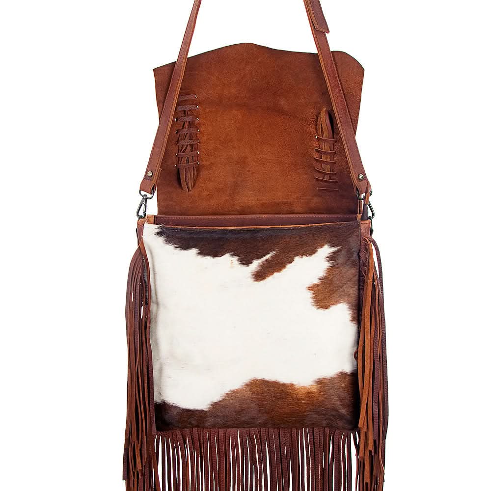 American Darling ADBG384BRWBR Messenger Hair-On Genuine Leather Women Bag Western Handbag Purse