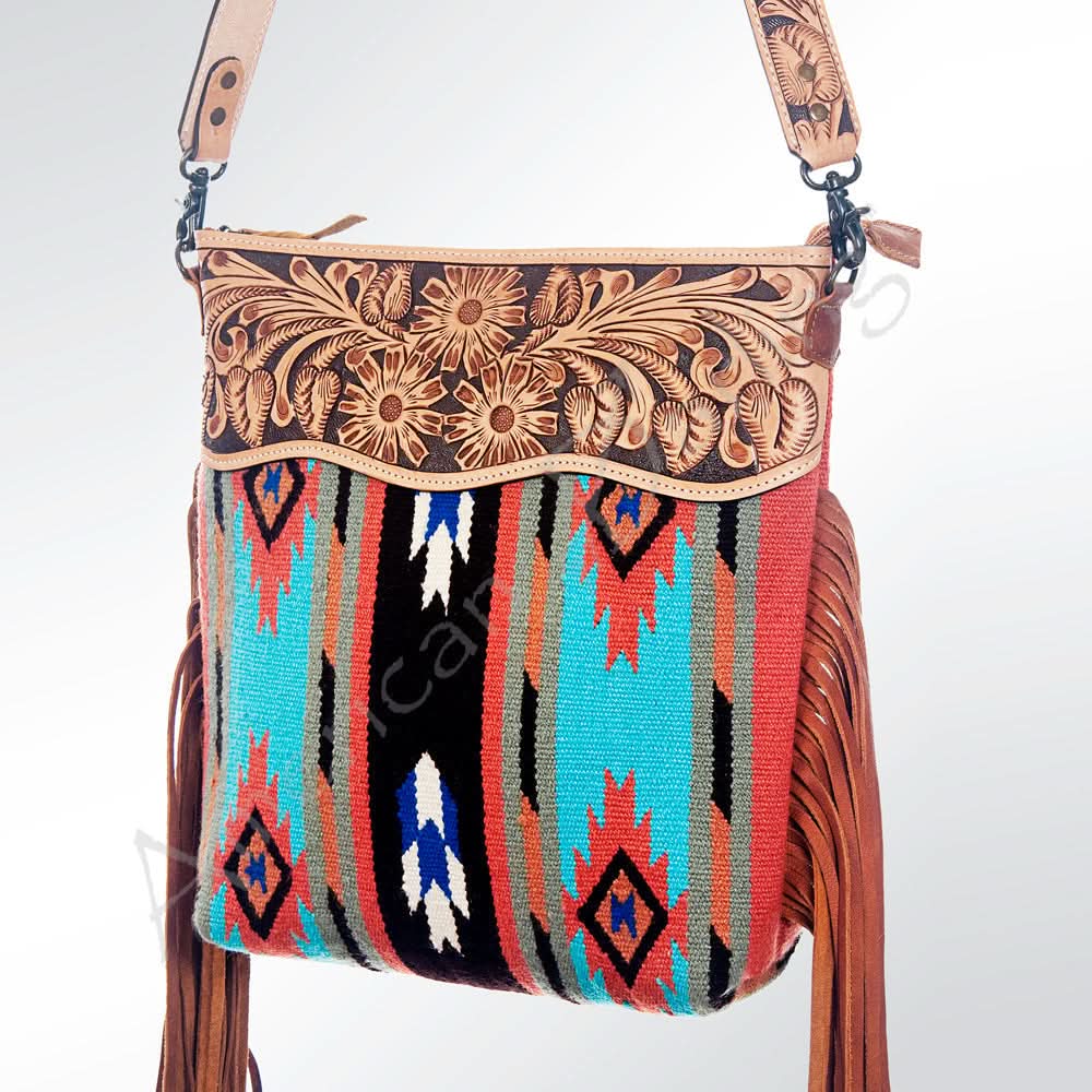 American Darling ADBG207DAR Signature Crossbody Hand Tooled Saddle Blanket Genuine Leather Women Bag Western Handbag Purse