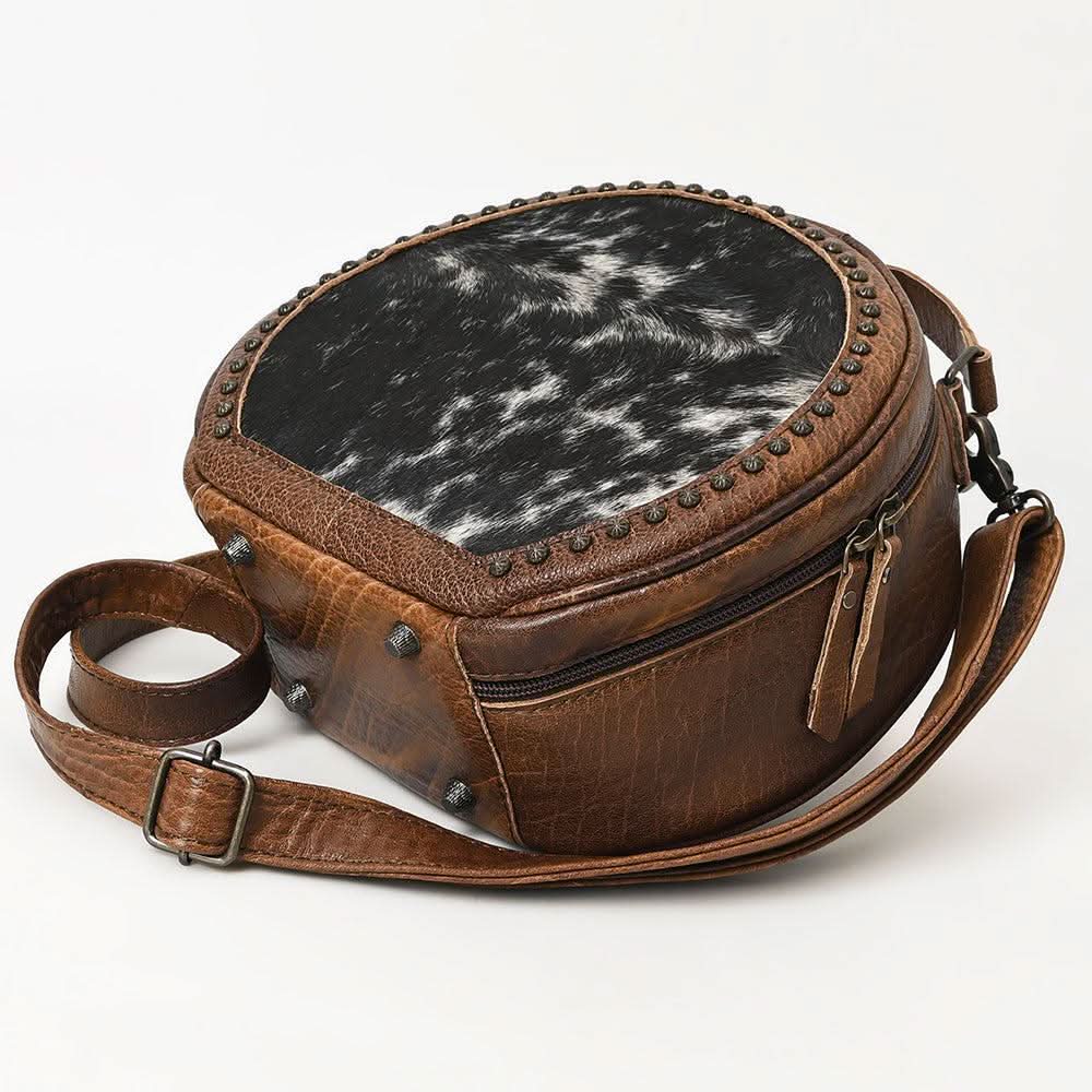 American Darling ADBG352BRW Canteen Hair On Genuine Leather Women Bag Western Handbag Purse