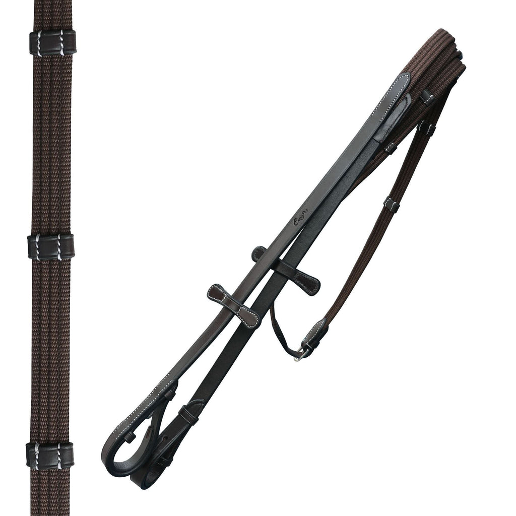 ExionPro Dressage Bridle: Mono Crown, Raised Browband, Anatomical Noseband, Detachable Flash & Web Reins