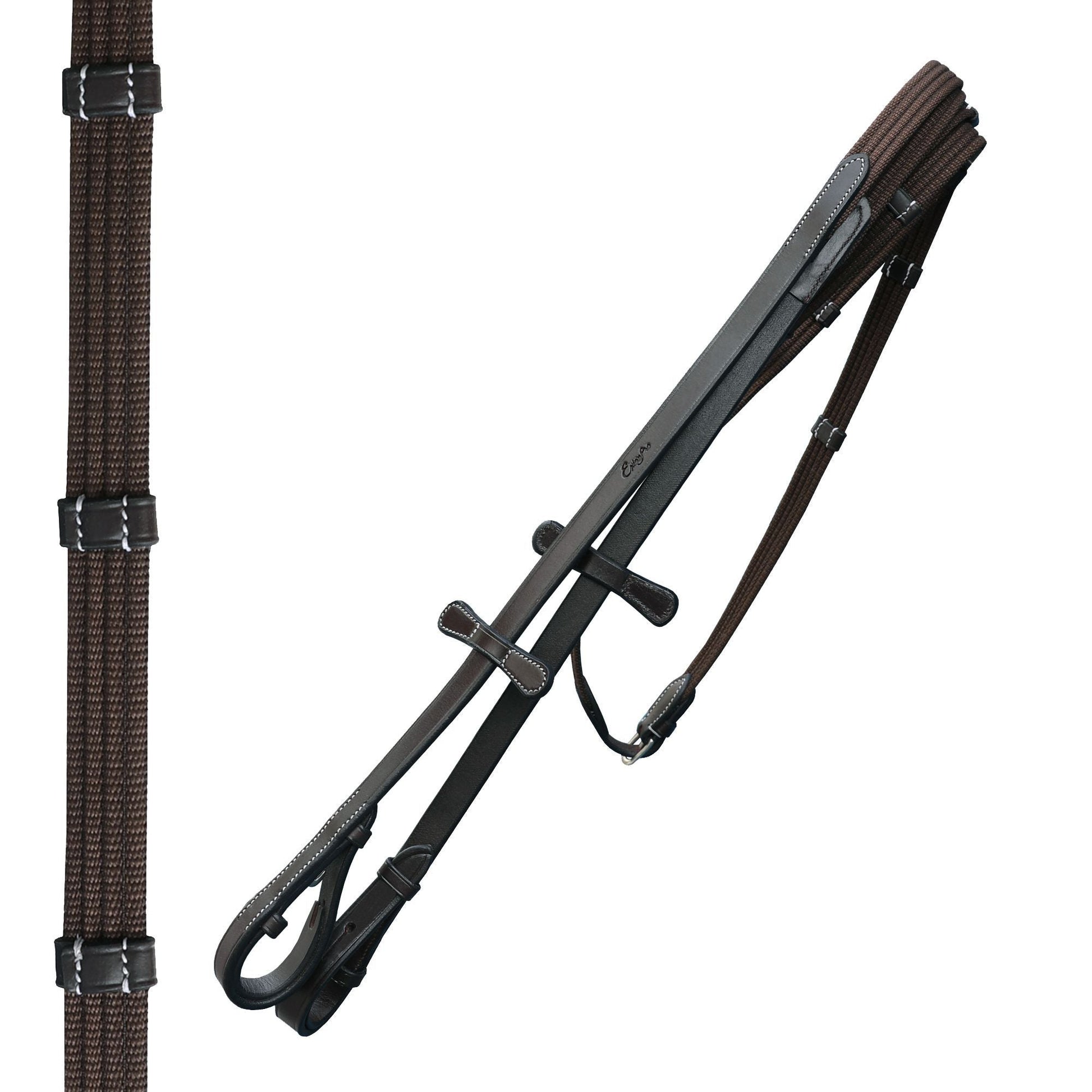 ExionPro Dressage Bridle: Mono Crown, Raised Browband, Anatomical Noseband, Detachable Flash & Web Reins