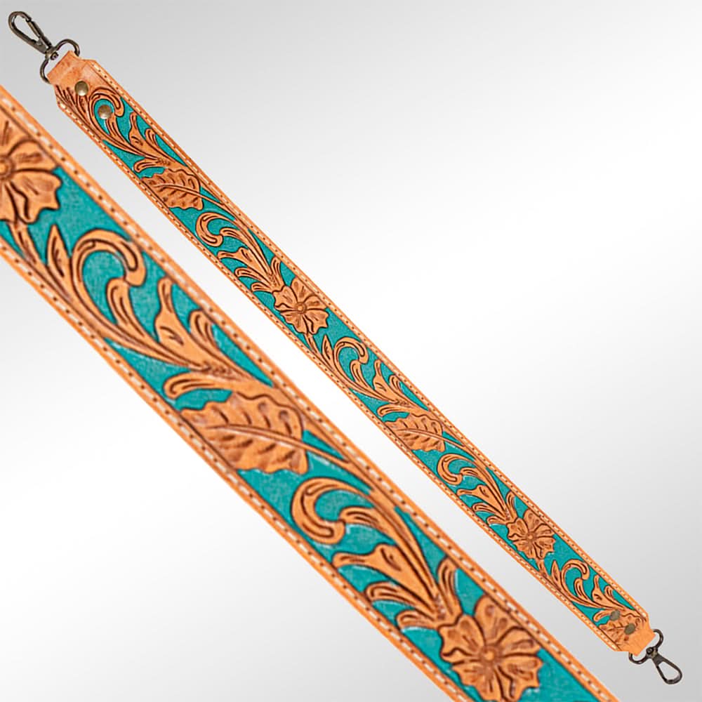 American Darling ADBT103-28 Hand Tooled Genuine Leather Crossbody Handle Strap For Bags