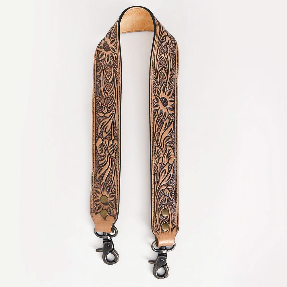 American Darling ADBT105-48 Hand Tooled Genuine Leather Crossbody Handle Strap For Bags
