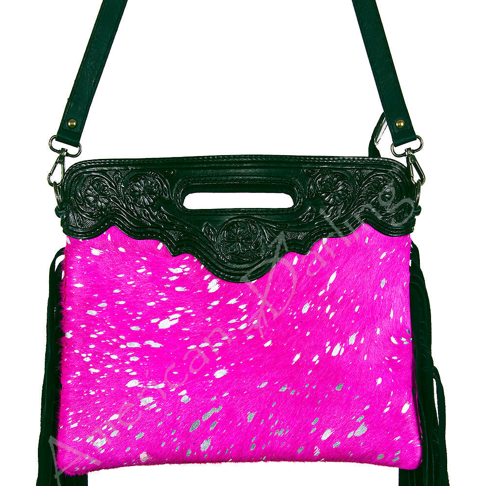 American Darling Clutch Hand Tooled Saddle Blanket Fabric Genuine Leather Western Women Bag Handbag Purse | Purses for Cute