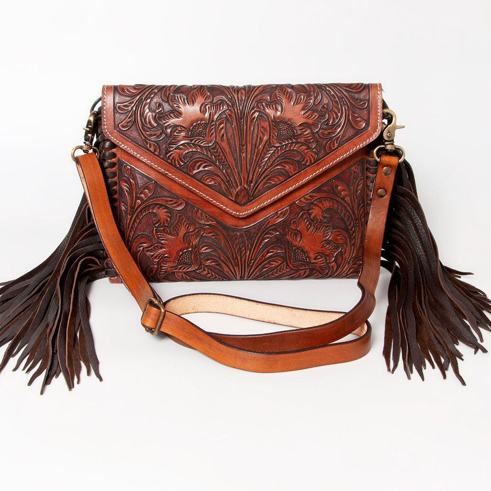 American Darling ADBG481 Envelope Hand Tooled Genuine Leather Women Bag Western Handbag Purse