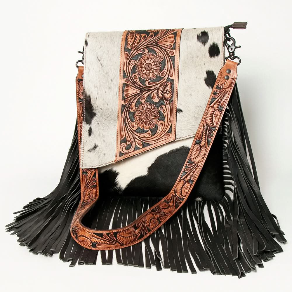 American Darling Cross Body I Hand Tooled Hair On Genuine Leather Women Bag Western Handbag Purse