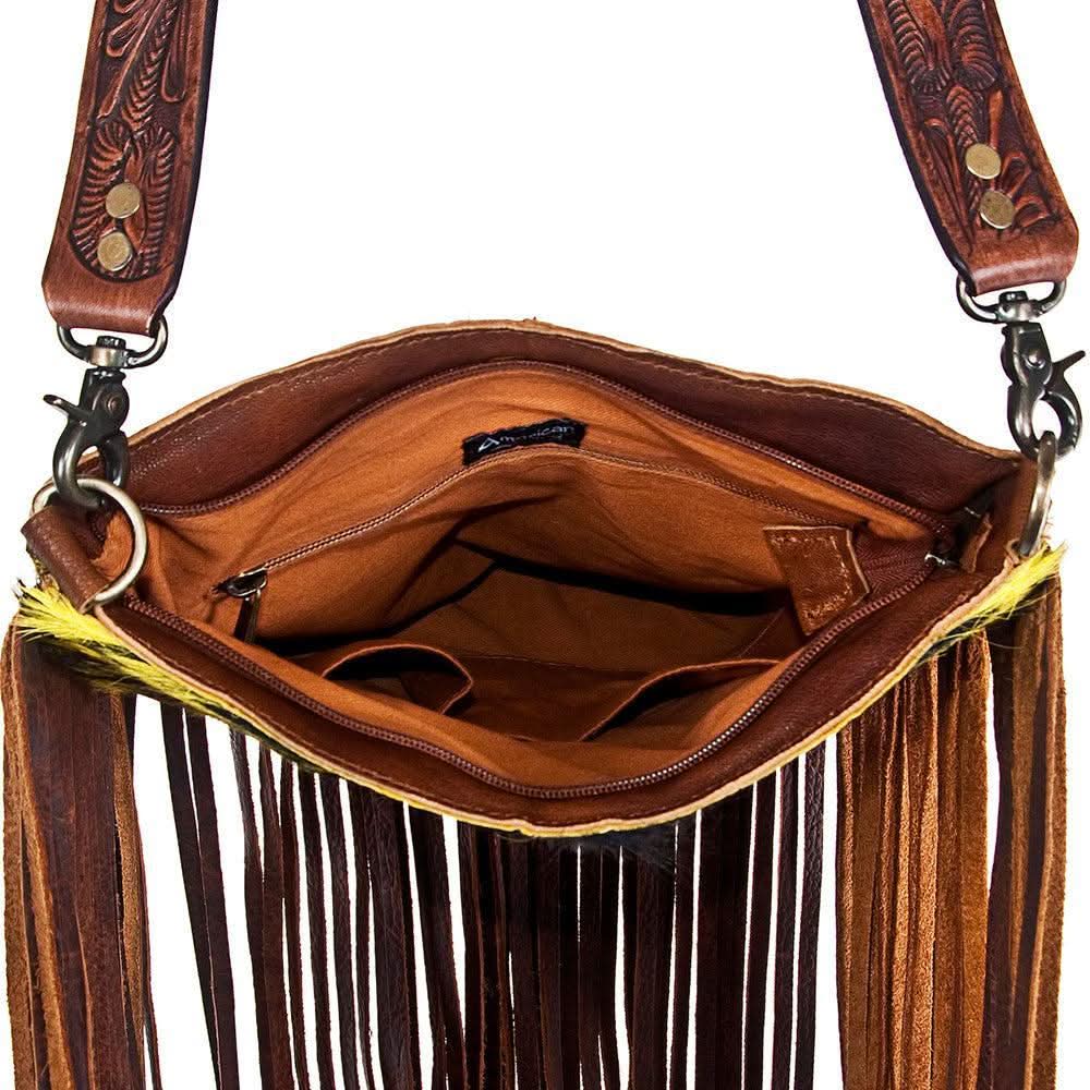 American Darling ADBGZ152 Large Crossbody Hair-On Genuine Leather Women Bag Western Handbag Purse