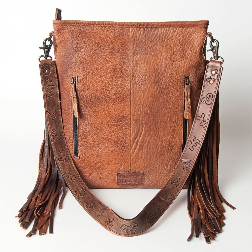 American Darling Messenger Hand Tooled Hair On Genuine Leather Women Bag Western Handbag Purse