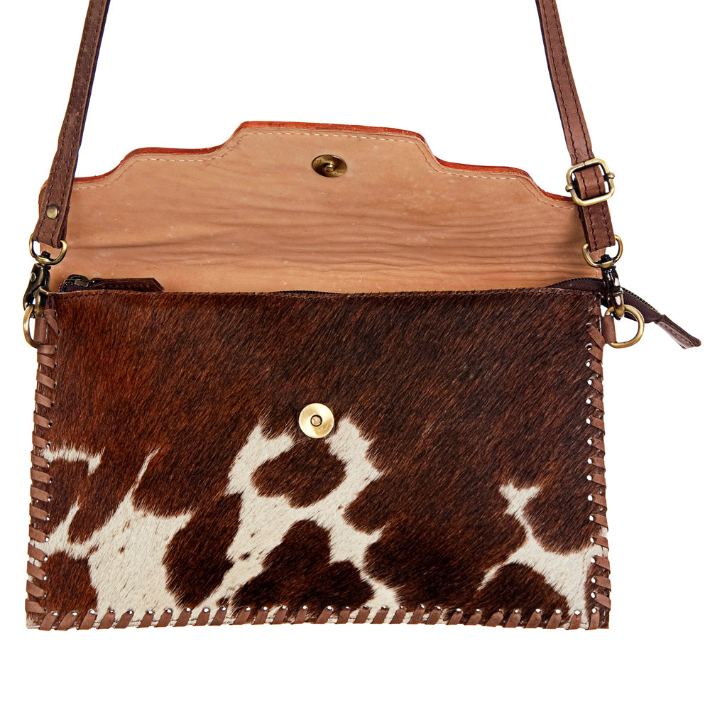 American Darling ADBGD103 Envelope Hand Tooled Hair-On Genuine Leather Women Bag Western Handbag Purse