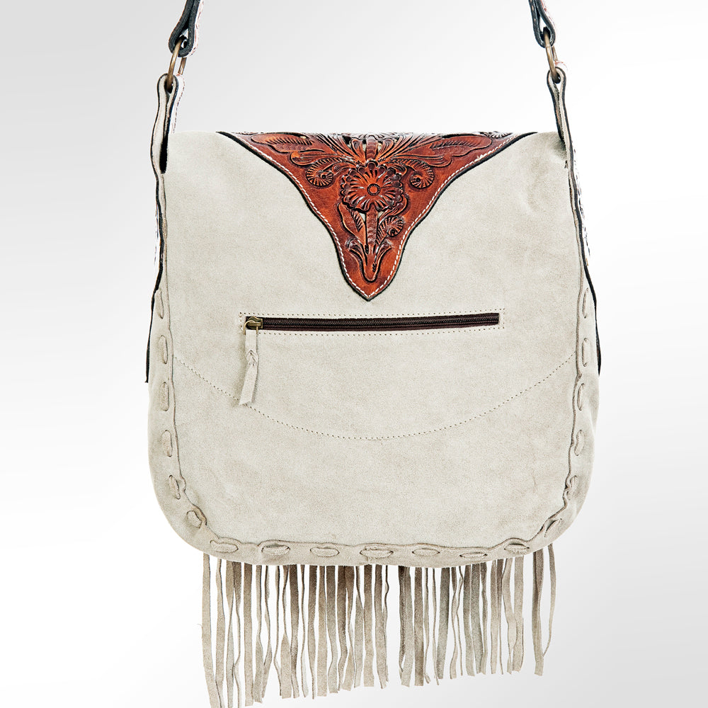 American Darling ADBGH133 Hand Tooled Hair On Genuine Leather Women Bag Western Handbag Purse
