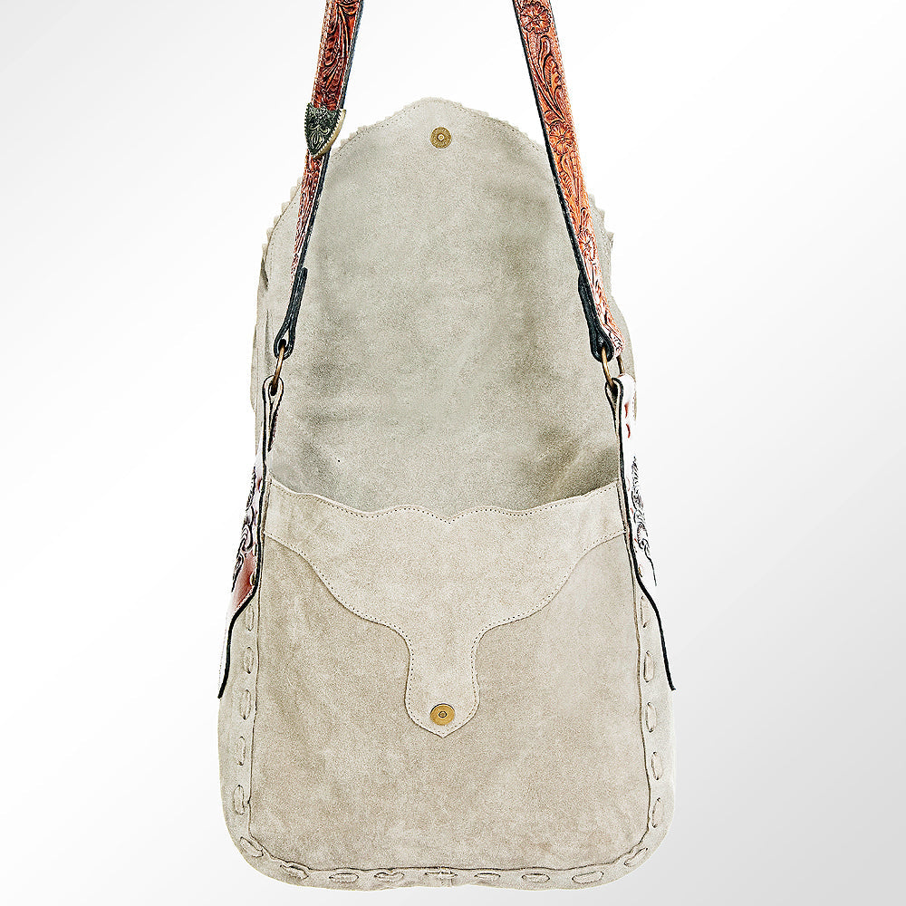 American Darling ADBGH133 Hand Tooled Hair On Genuine Leather Women Bag Western Handbag Purse